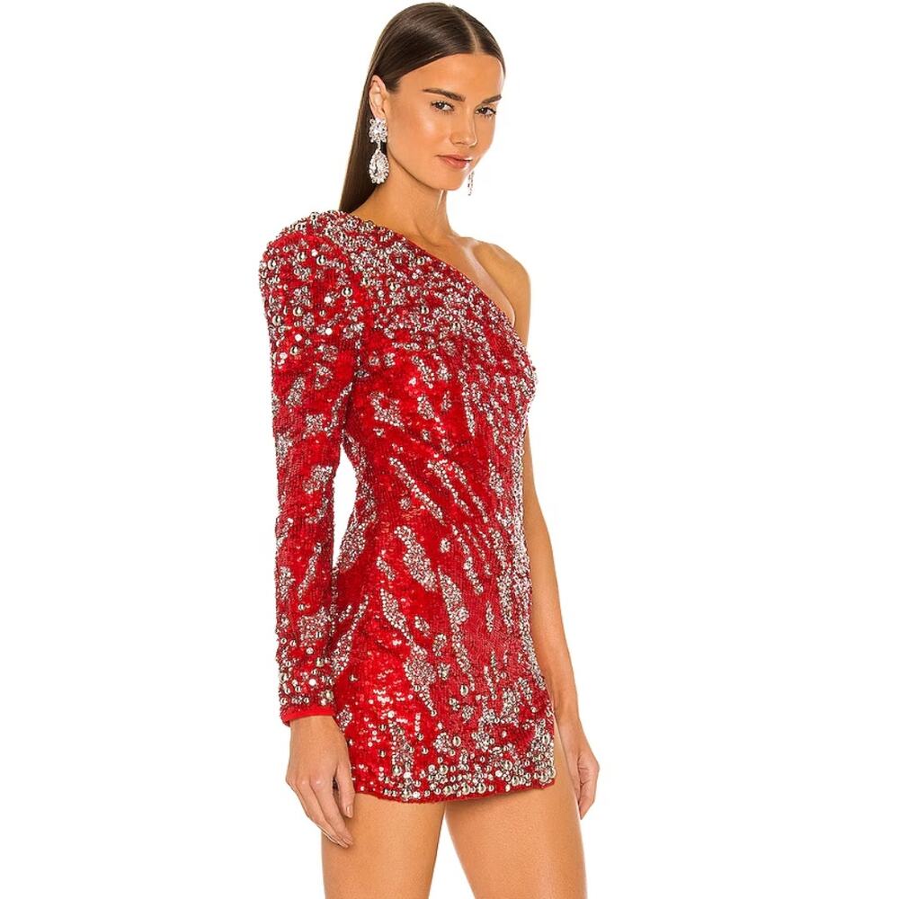 DUNDAS x REVOLVE Jett Embellished Mini Dress in Red NWT Size Medium - Picture 3 of 6